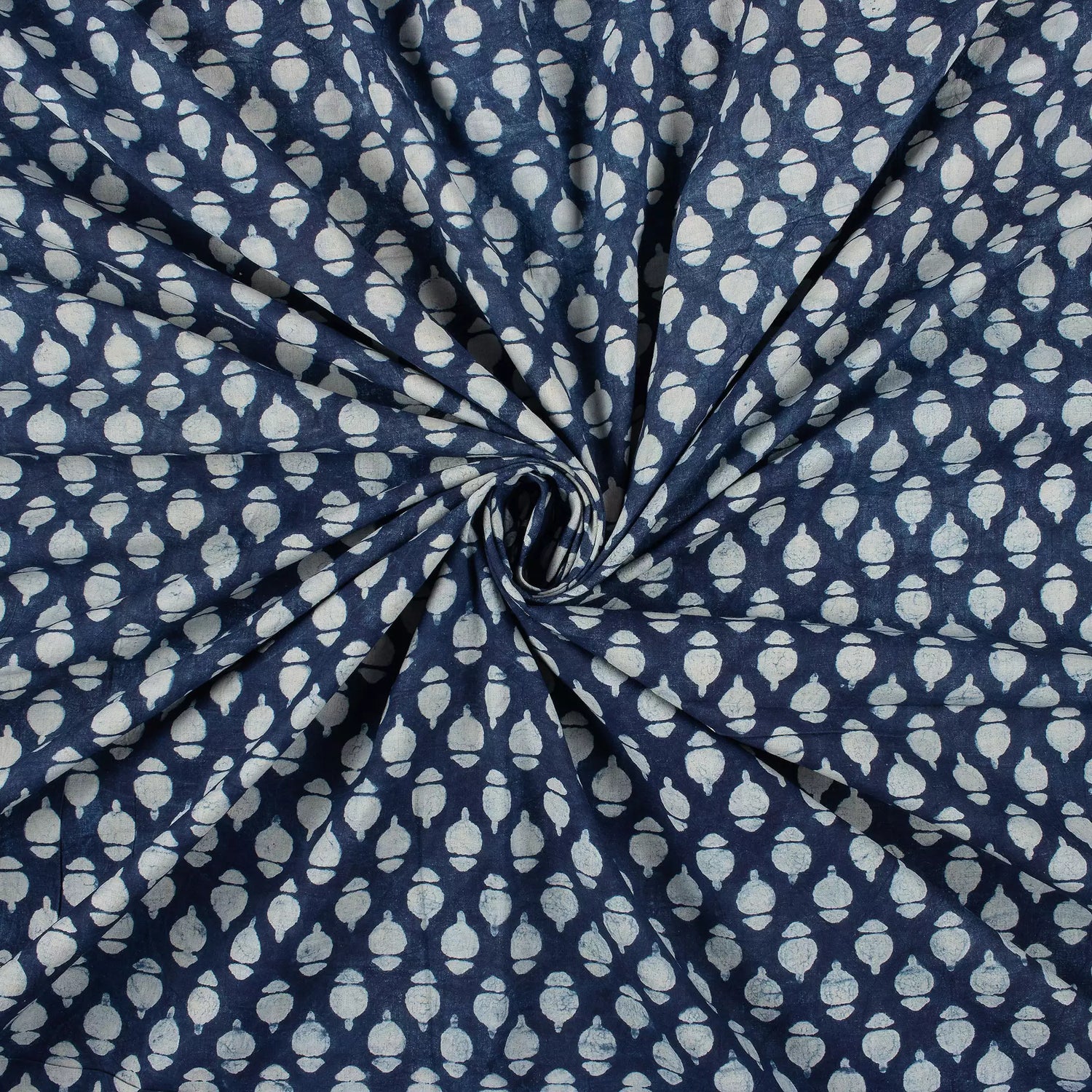 Hand Block Printed Indigo Cotton Fabric