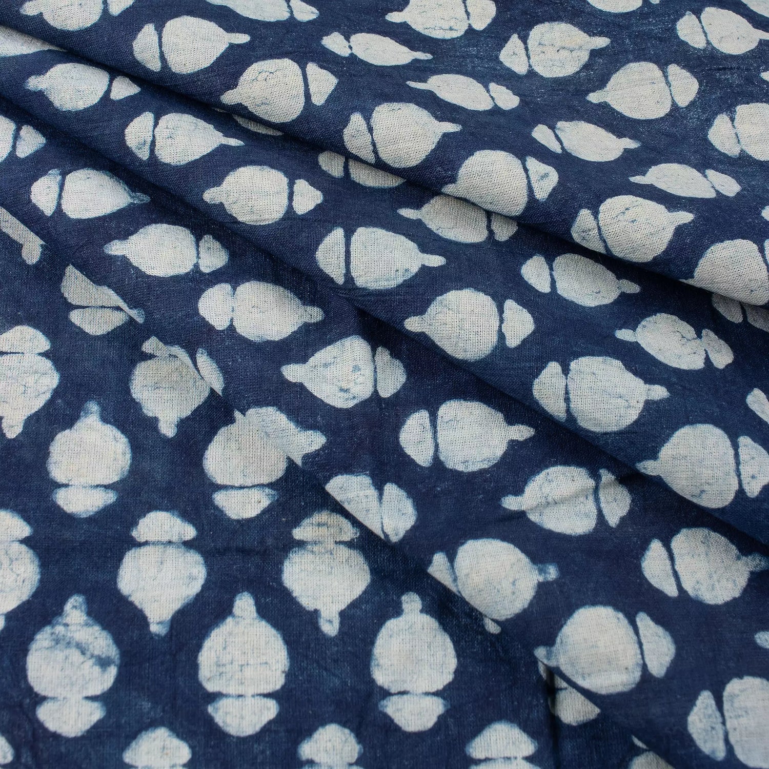Hand Block Printed Indigo Cotton Fabric