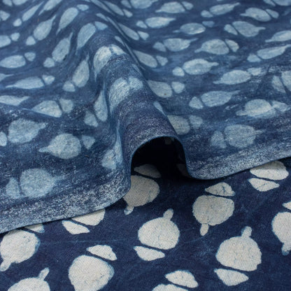 Hand Block Printed Indigo Cotton Fabric