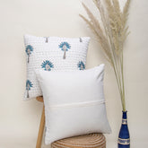 Hand Block Printed Palm Tree Kantha Cotton Cushion Covers