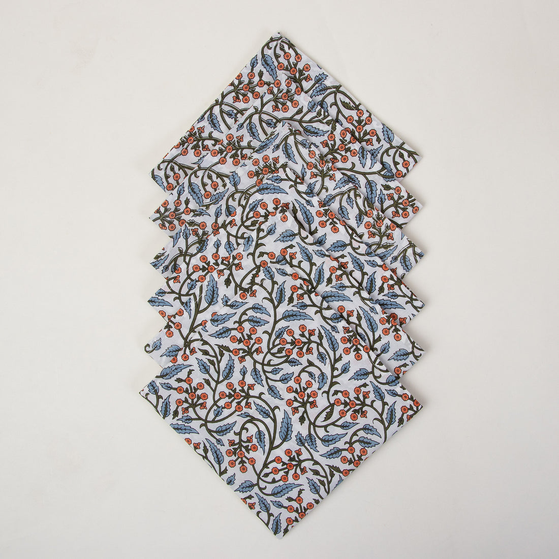 Hand Block Printed Pure Cotton Floral Handmade Napkins