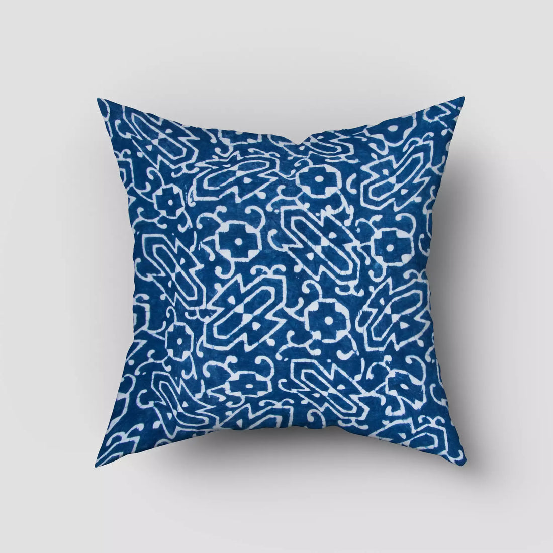 Hand Block Printed Pure Cotton Indigo Blue Cushion Cover