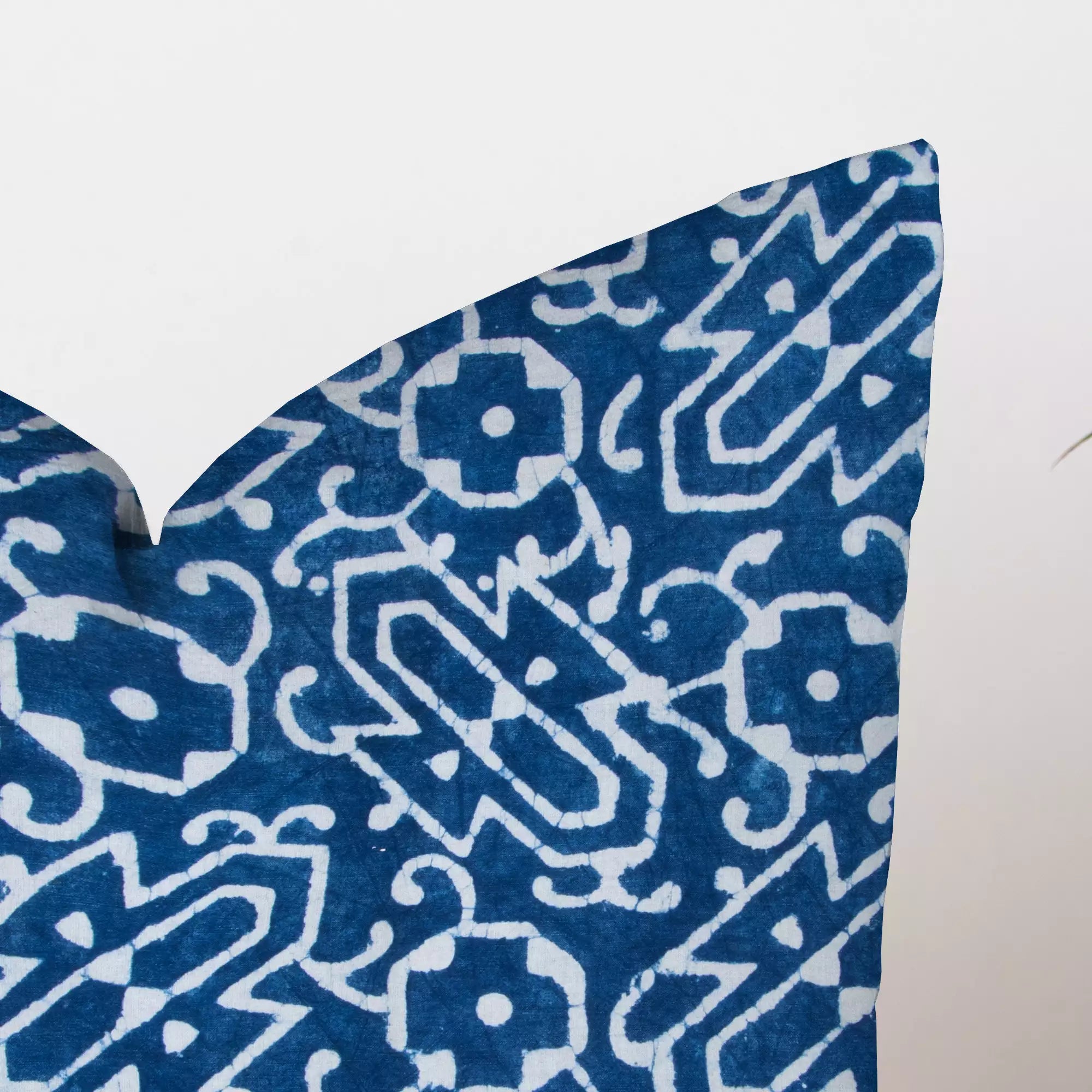 Hand Block Printed Pure Cotton Indigo Blue Cushion Cover