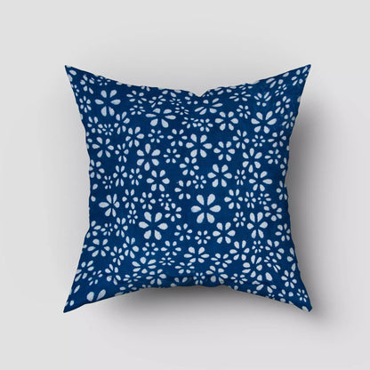 Hand Block Printed Pure Cotton Indigo Cushion Cover
