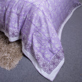 Hand Block Printed Purple Floral Reversible Dohar Quilt Blanket