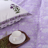 Hand Block Printed Purple Floral Reversible Dohar Quilt Blanket