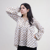 Hand Block Printed V Neck Short Tops