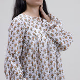 Hand Block Printed V Neck Short Tops