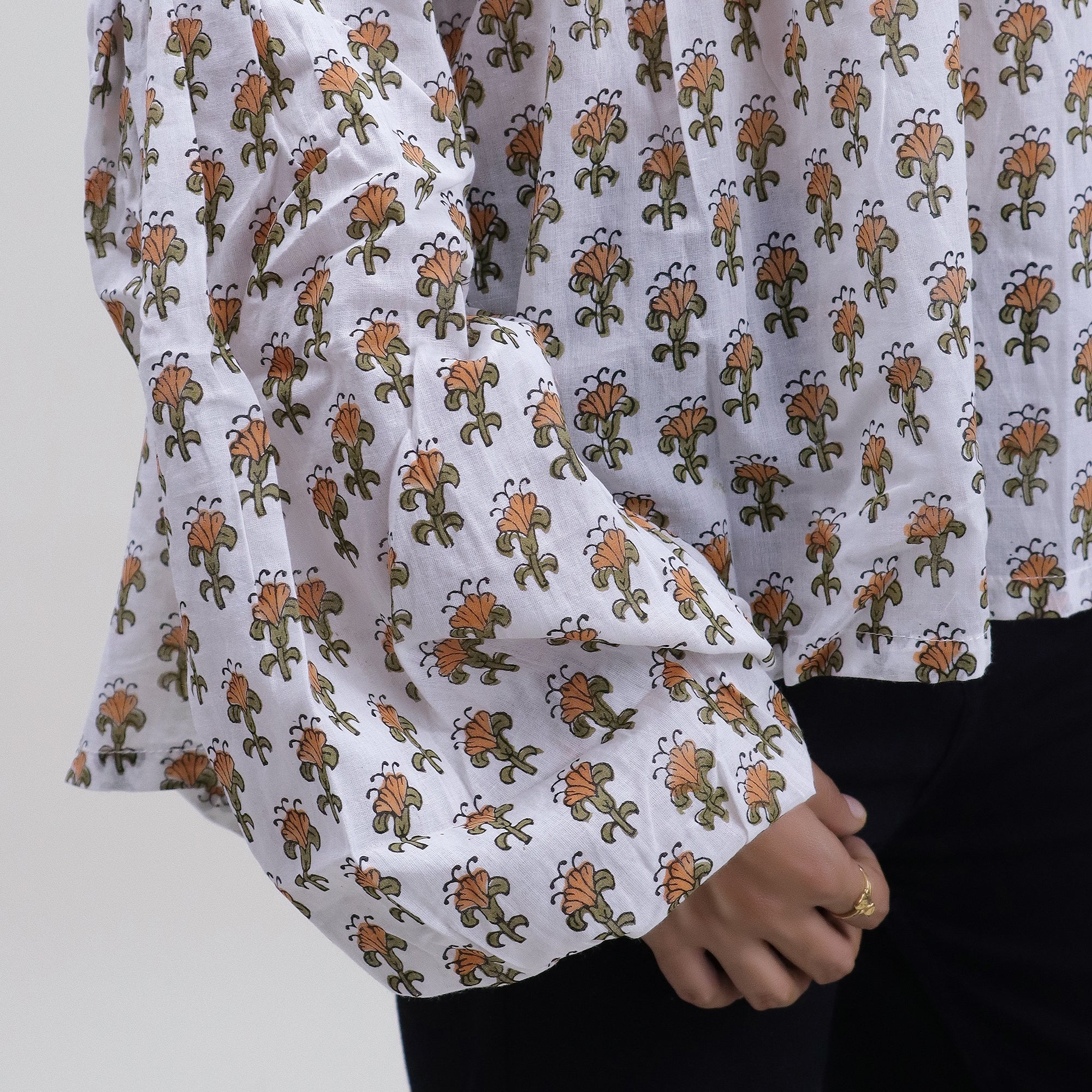 Hand Block Printed V Neck Short Tops