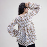 Hand Block Printed V Neck Short Tops