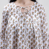 Hand Block Printed V Neck Short Tops
