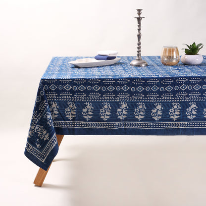 Hand Block Prited Indigo Cotton Dining Table Cloth