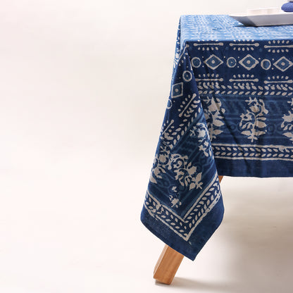 Hand Block Prited Indigo Cotton Dining Table Cloth