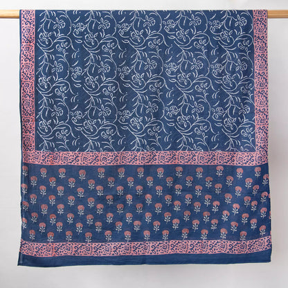 Hand Block Red Floral Printed Cotton Dupatta for Women