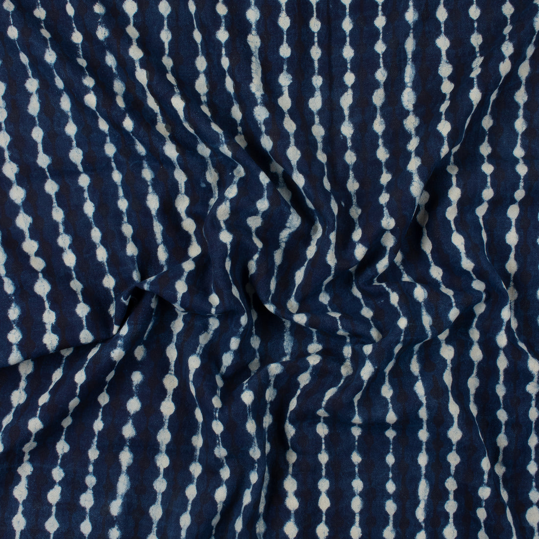 Hand Block Striped Printed Indigo Cotton Canvas Cloth
