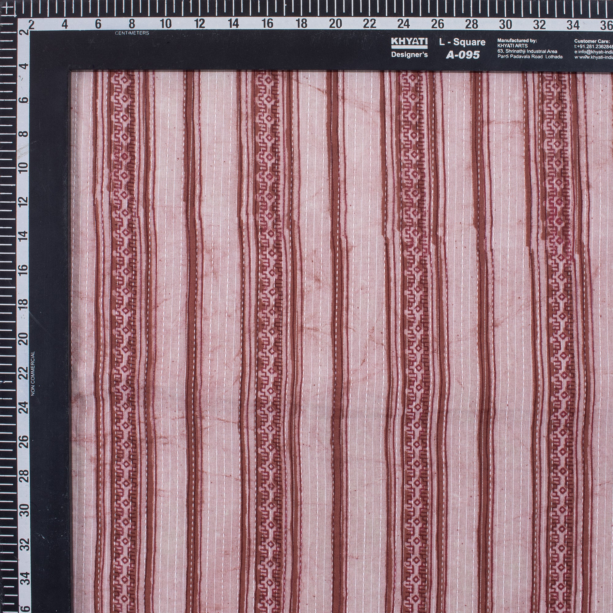 Hand Block Striped Printed Vintage Kantha Fabric