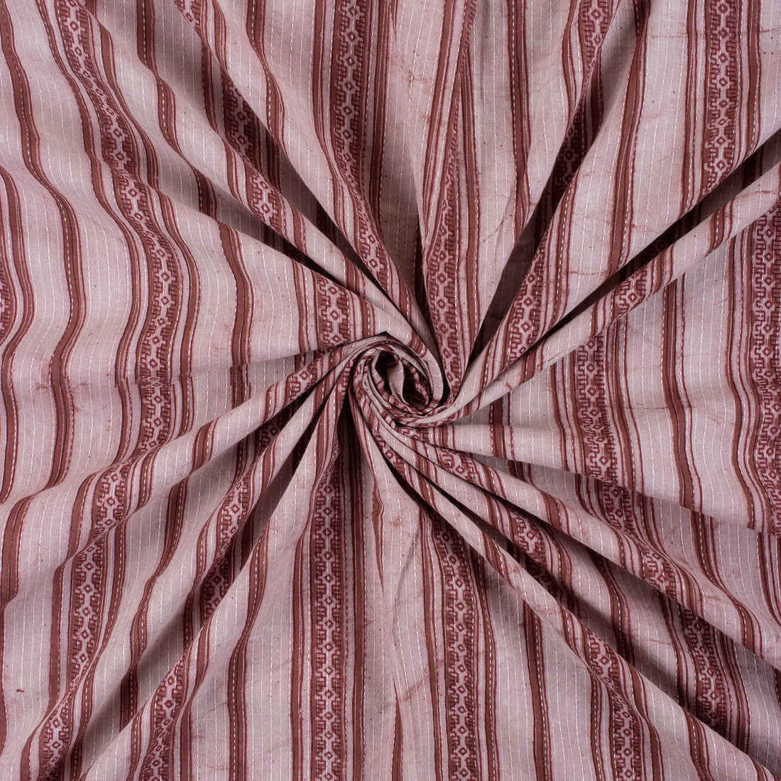 Hand Block Striped Printed Vintage Kantha Fabric