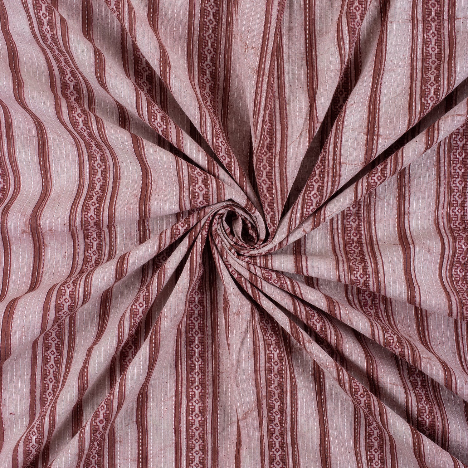 Hand Block Striped Printed Vintage Kantha Fabric