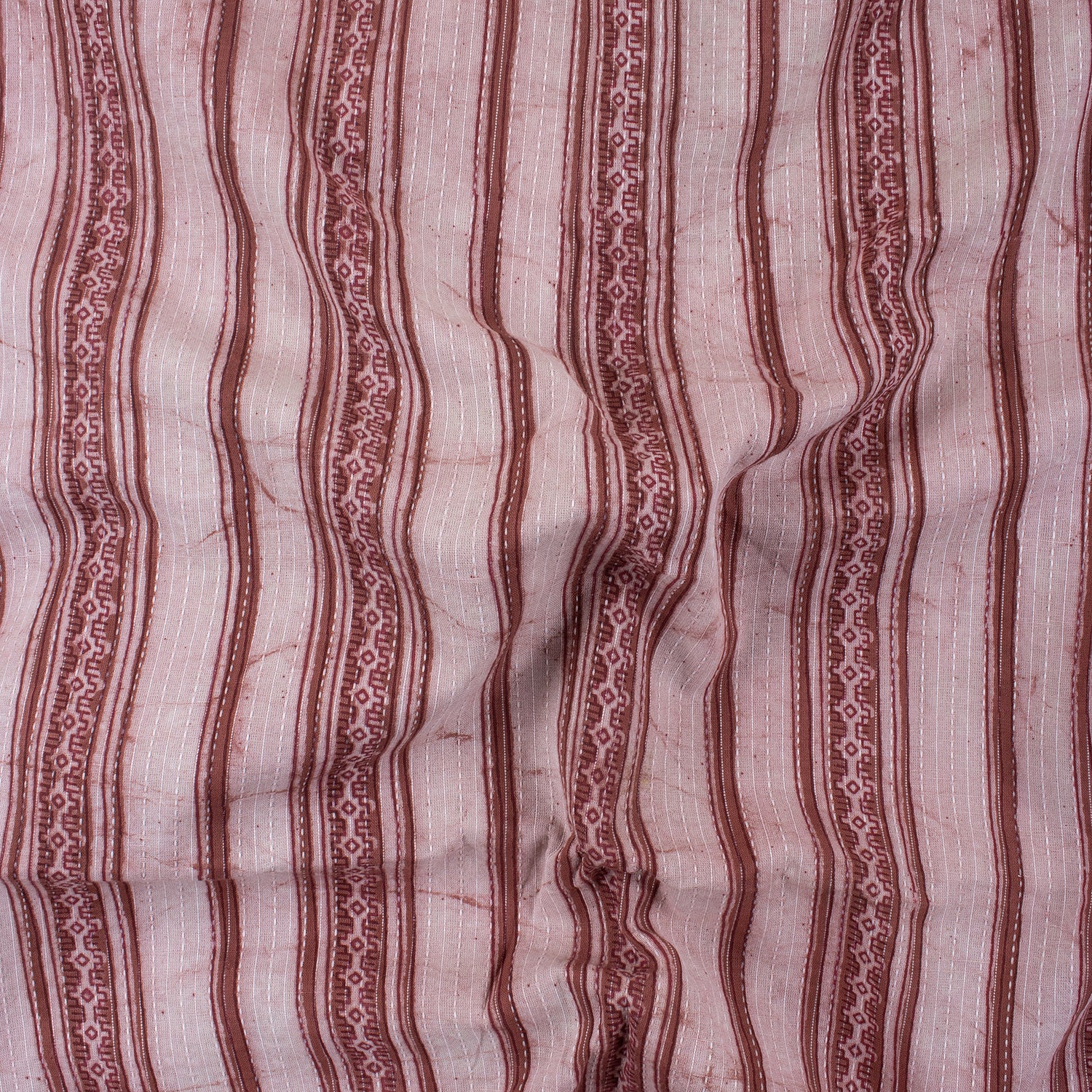 Hand Block Striped Printed Vintage Kantha Fabric