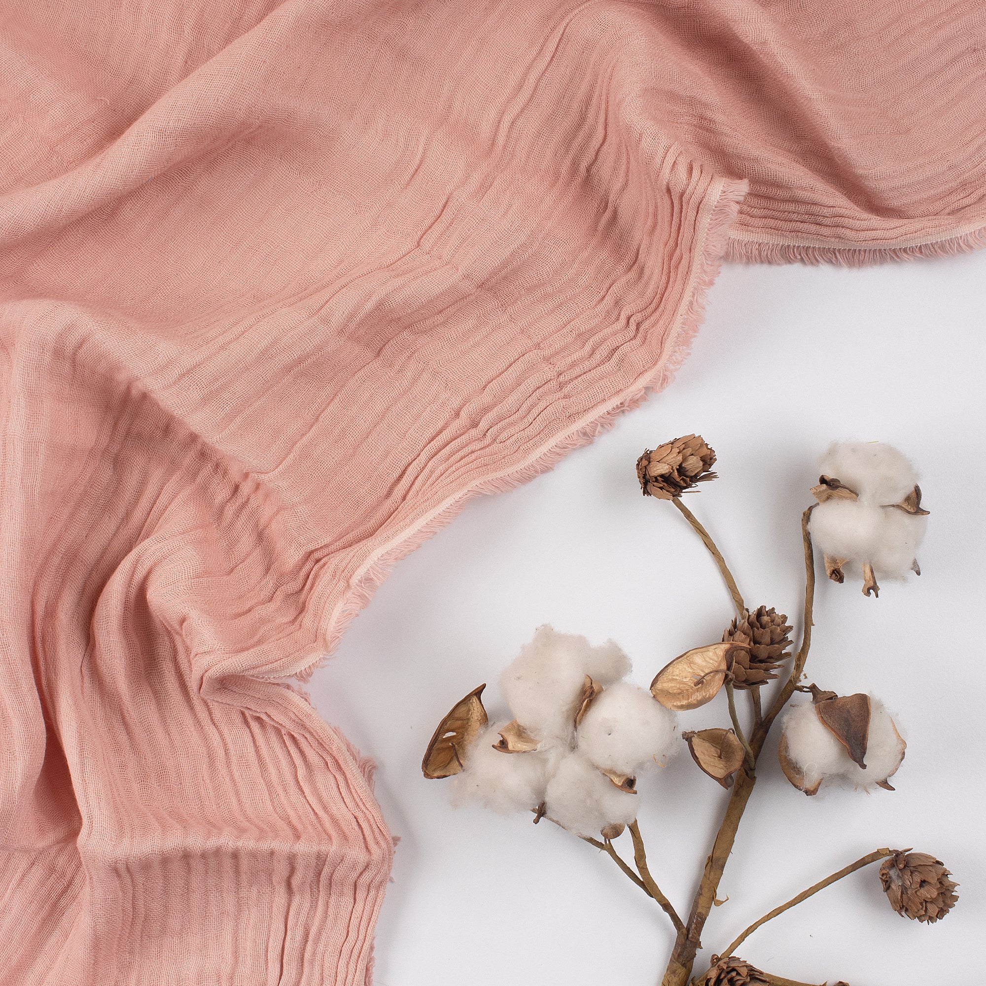 Hand Dyed Light Pink Double Cotton Gauze Fabric