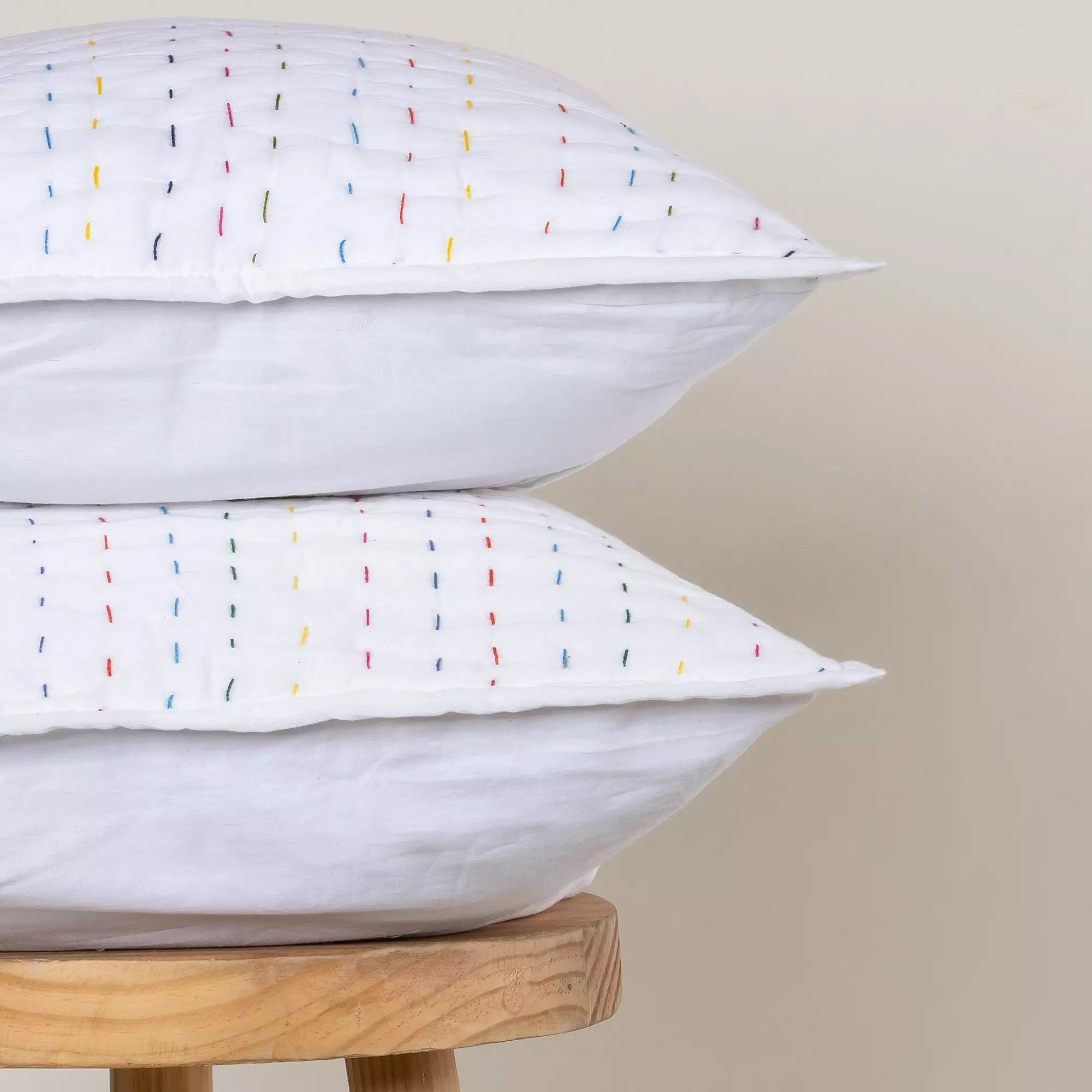 Hand Dyed Multicolor Kantha Cushion Cover