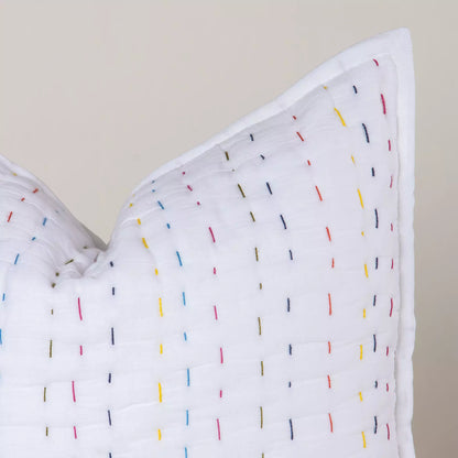Hand Dyed Multicolor Kantha Cushion Cover