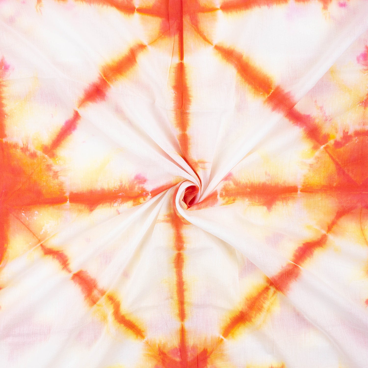 Hand Dyed Orange Tie Dye Shibori Fabric