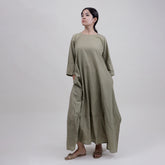 Hand Dyed Solid Green Kaftan For Women