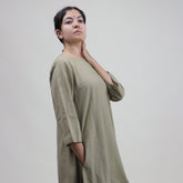 Hand Dyed Solid Green Kaftan For Women