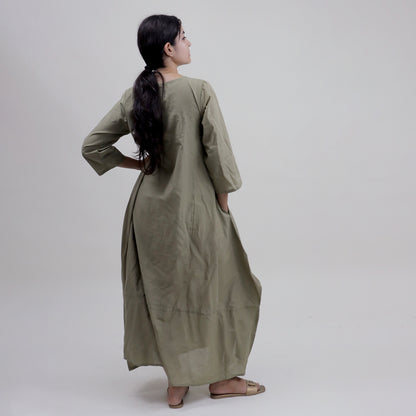Hand Dyed Solid Green Kaftan For Women