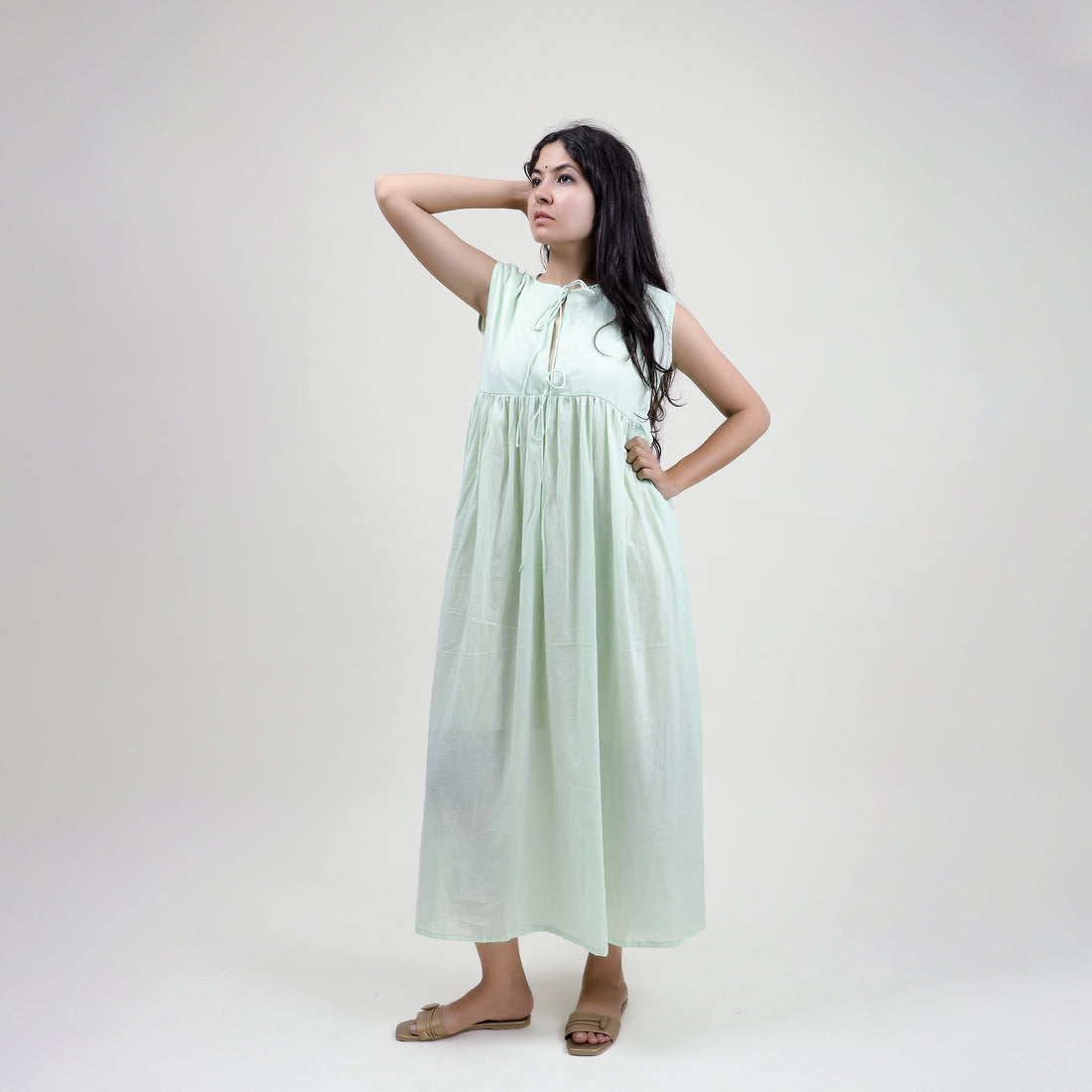 Hand Dyed Solid Sky Blue Cotton Women&