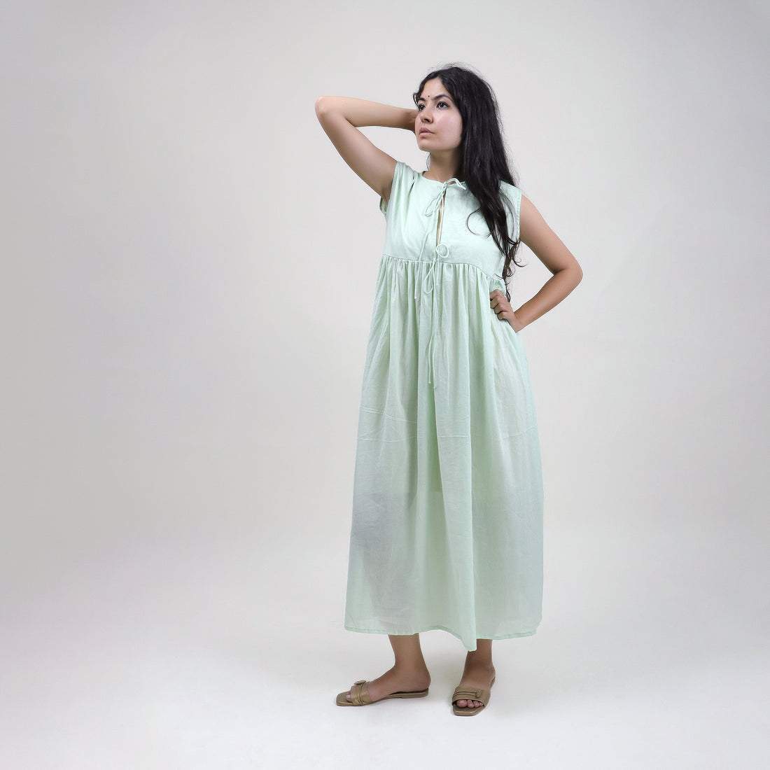 Hand Dyed Solid Sky Blue Cotton Women&