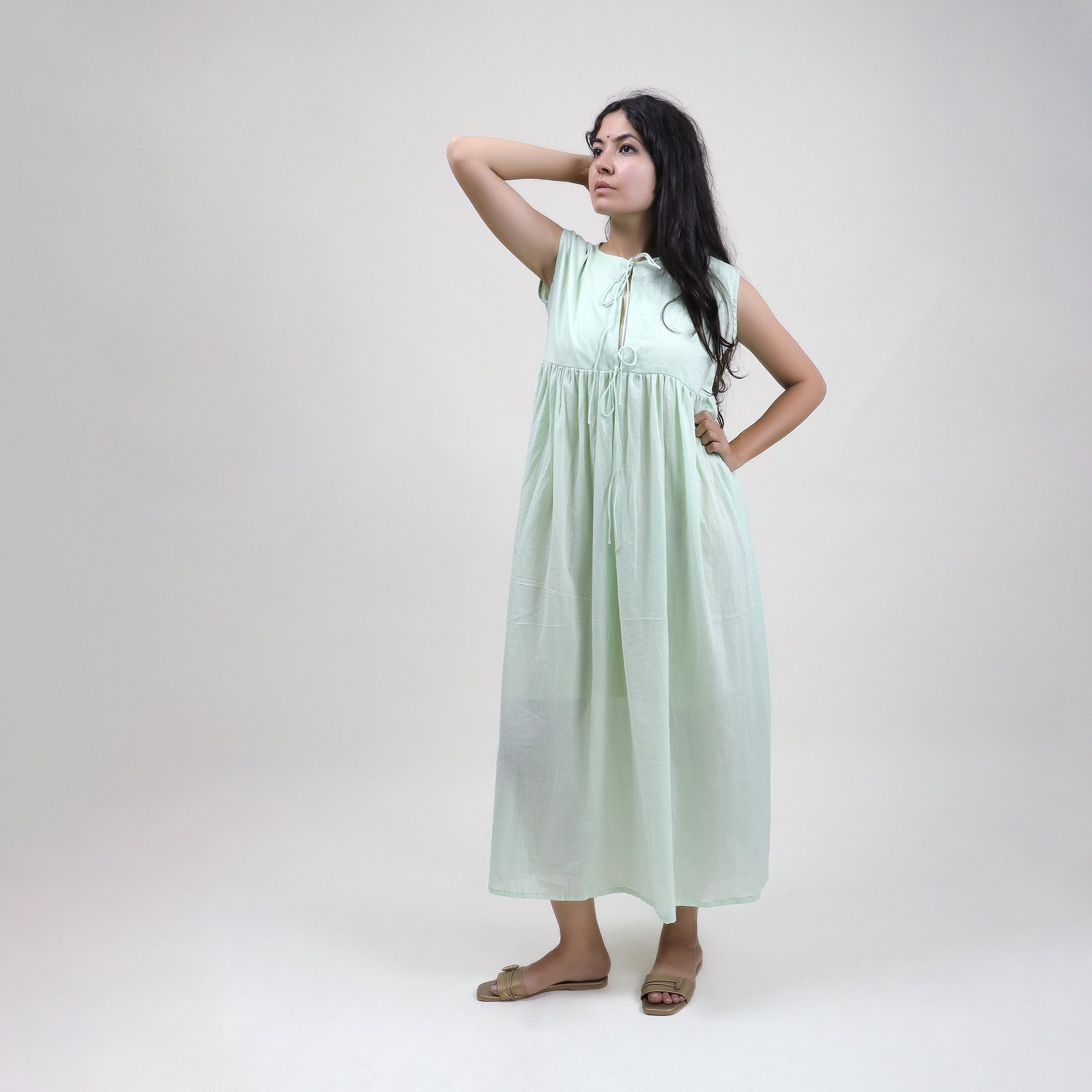 Hand Dyed Solid Sky Blue Cotton Women&