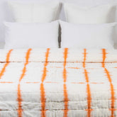 Hand Dyed Tie Dye Orange Striped Jaipuri Cotton Rajai