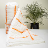 Hand Dyed Tie Dye Orange Striped Jaipuri Cotton Rajai