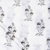 Hand Printed Brown Floral Cotton Indian Fabric