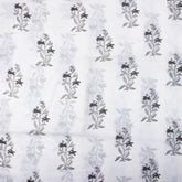 Hand Printed Brown Floral Cotton Indian Fabric