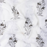 Hand Printed Brown Floral Cotton Indian Fabric