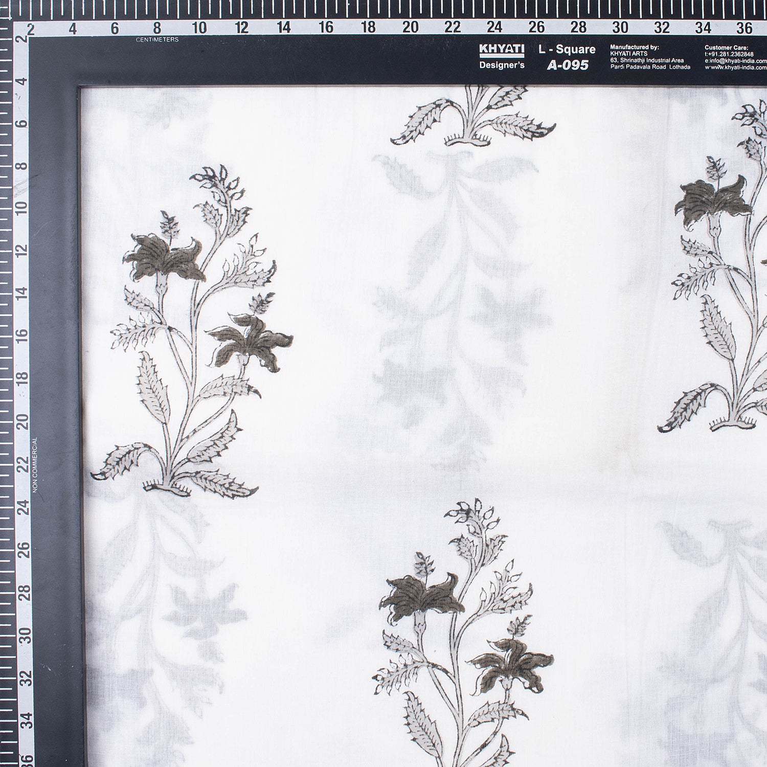 Hand Printed Brown Floral Cotton Indian Fabric