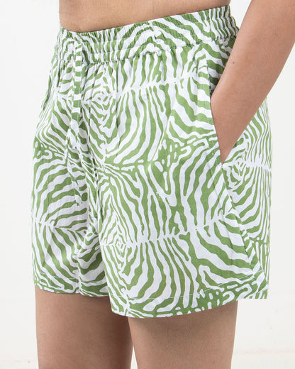 Hand Printed Green Light Cotton Shot for ladies