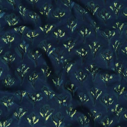 Handmade Blue Floral Cotton Dabu Fabric