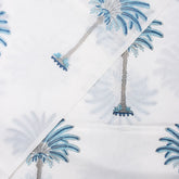 Handmade Blue Palm Tree Block Print Cotton Fabric