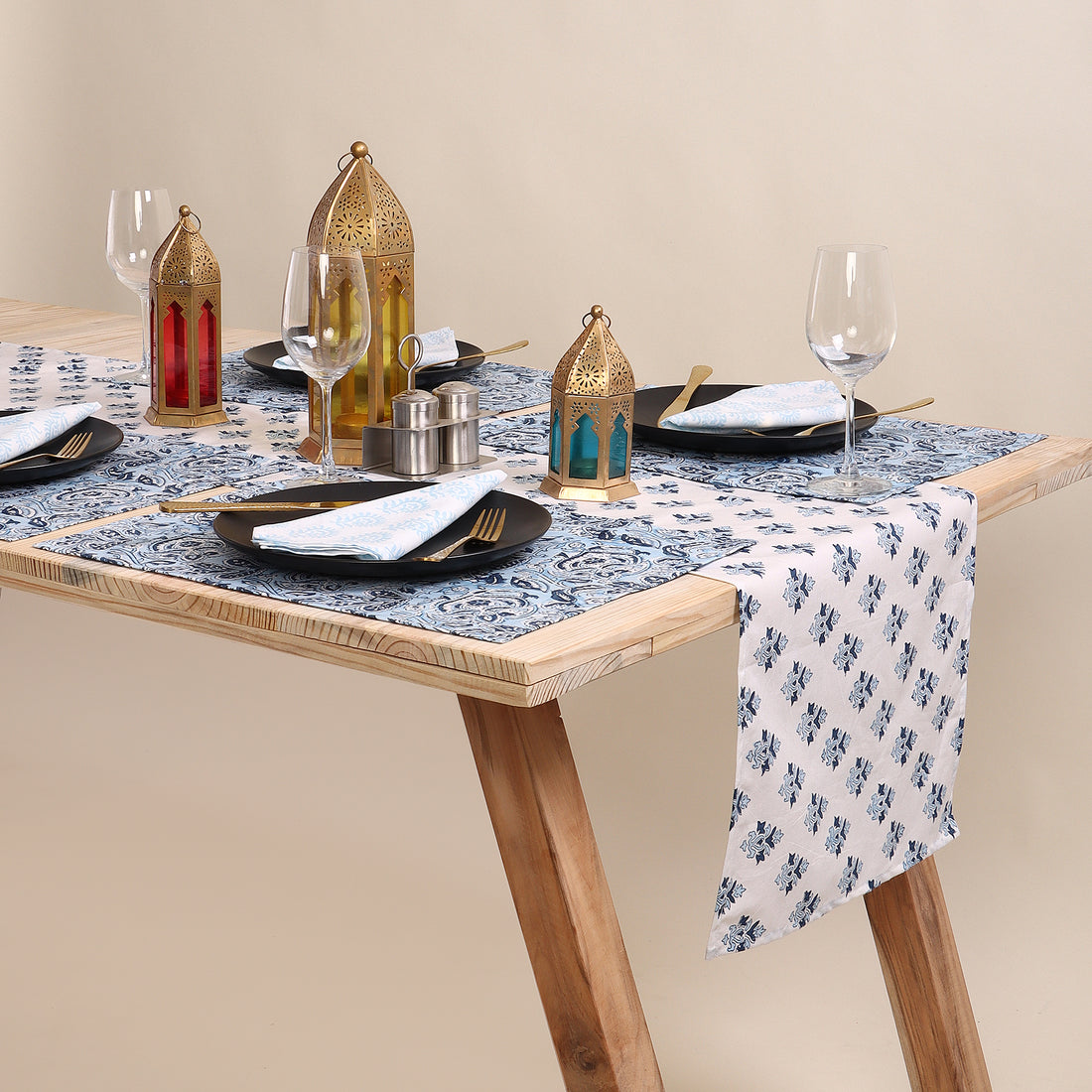 Handmade Blue Table Runner for Farmhouse