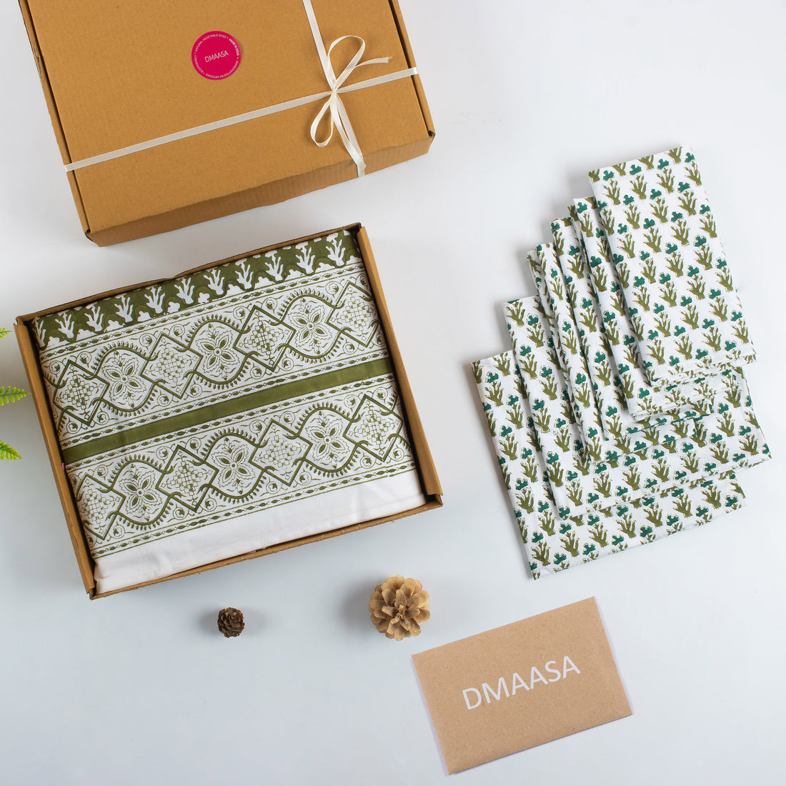 Handmade Cotton Table Cover and Napkins Gift Set