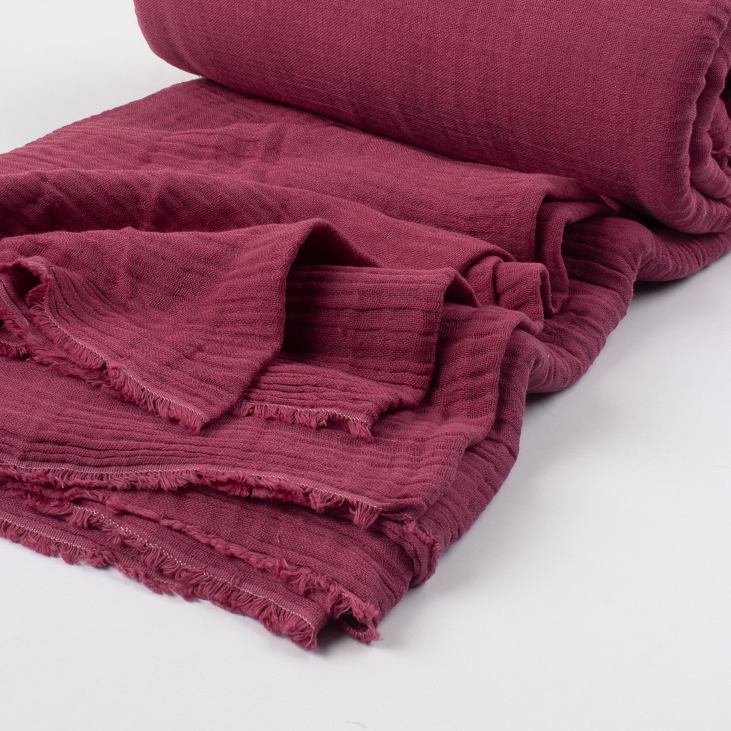 Handmade Dark Maroon Organic Cotton Gauze Fabric