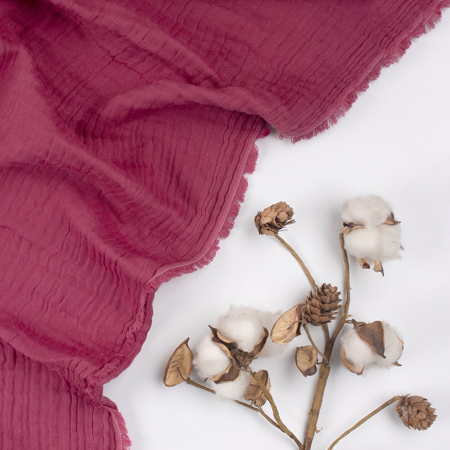 Handmade Dark Maroon Organic Cotton Gauze Fabric