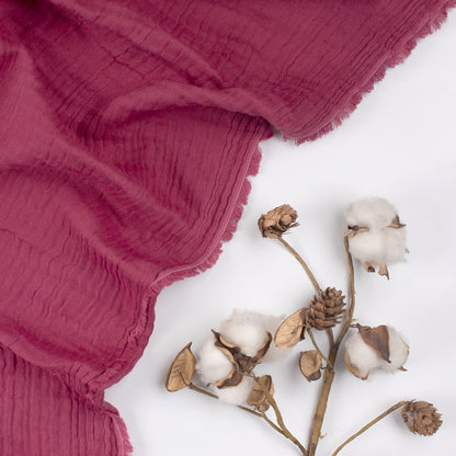 Handmade Dark Maroon Organic Cotton Gauze Fabric