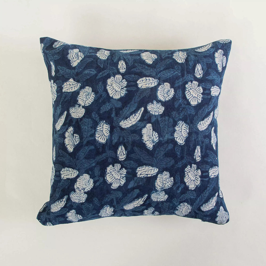 Handmade Floral Printed Cotton Canvas Cushion Cover