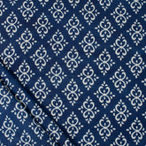 Handmade Indigo Blue Floral Print Cotton Fabric Material