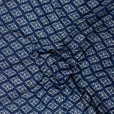 Handmade Indigo Blue Floral Print Cotton Fabric Material